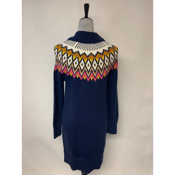 Old Navy Mini Sweater Dress Fair Isle Nordic Boho Cozy Schoolgirl Preppy Size S - Picture 4 of 9